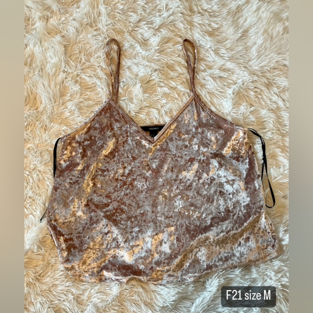 Crushed velvet cropped tank